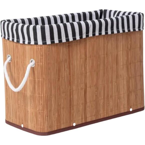 Unbranded Other - 2PCS Bamboo Storage Basket Fabric Lined Under Desk Organizer